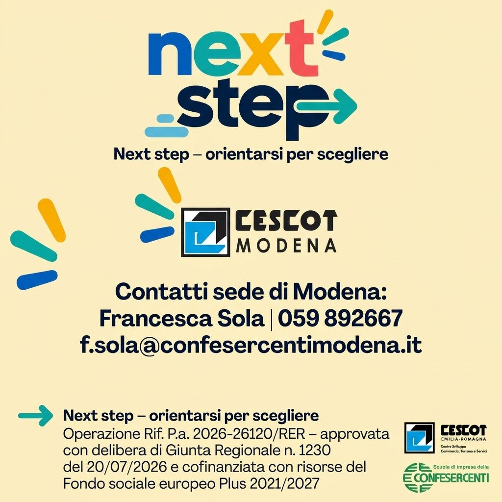 Next step – orientarsi per scegliere Operazione Rif. P.a. 2026-26120/RER Cescot Modena